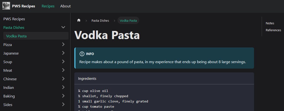 PWS Recipes